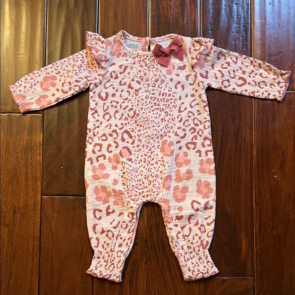 Mud Pie Pink Animal Print Baby Onesie